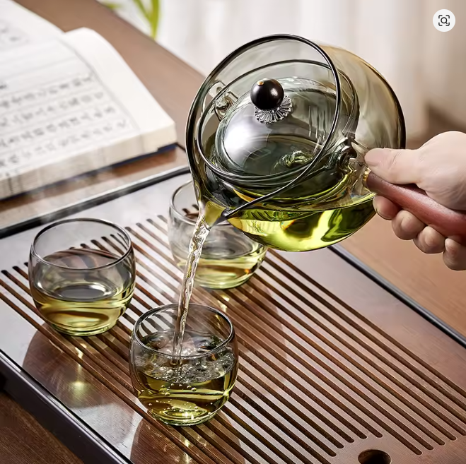 Glass Tea Infuser Pot with Wooden Handle
