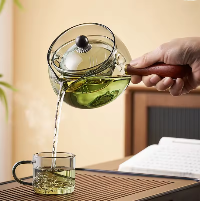 Glass Tea Infuser Pot with Wooden Handle