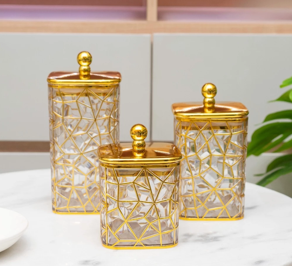 Fractured Gold Canister Trio - Transparent