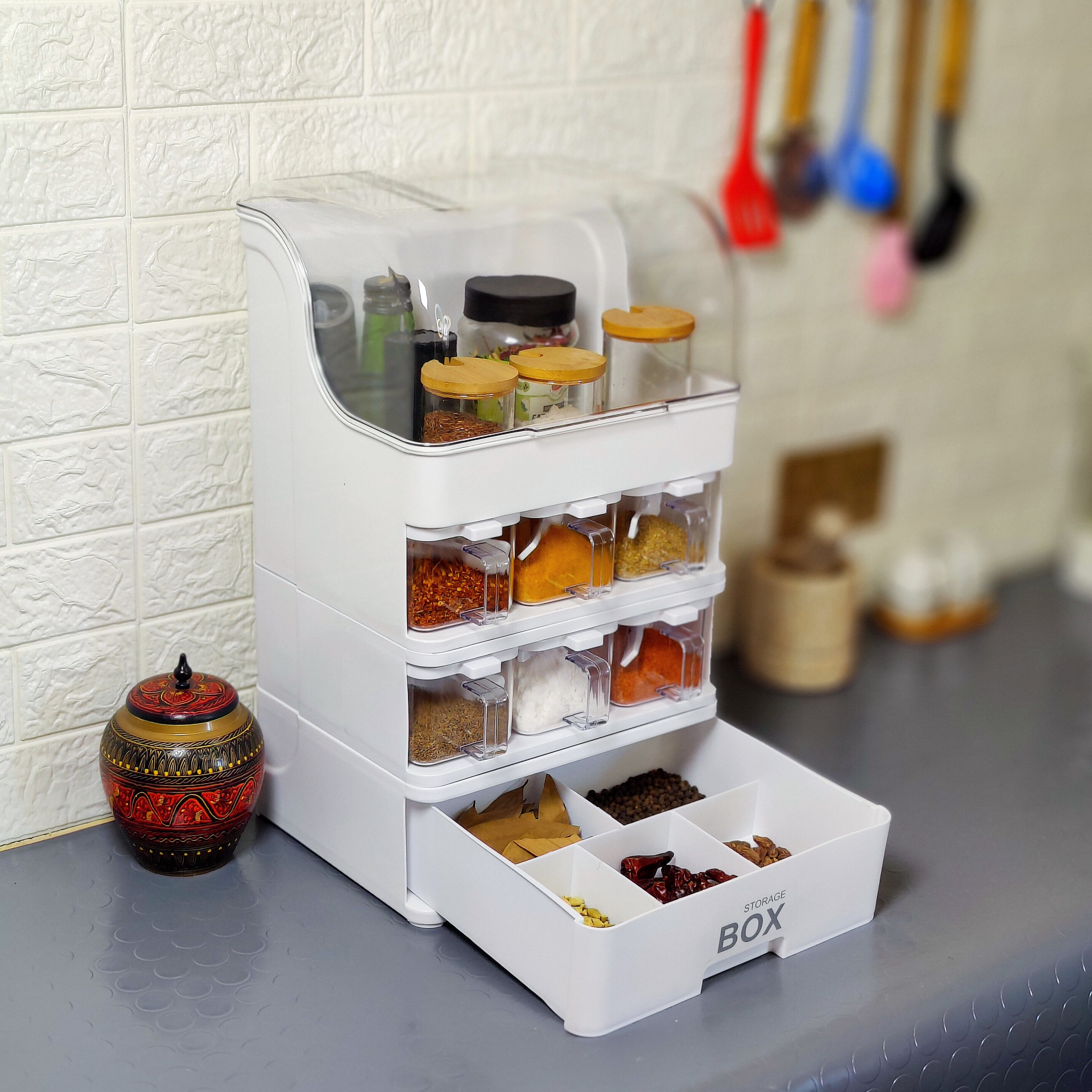 King-sized Household Kitchen Seasoning Box & Storage Rack