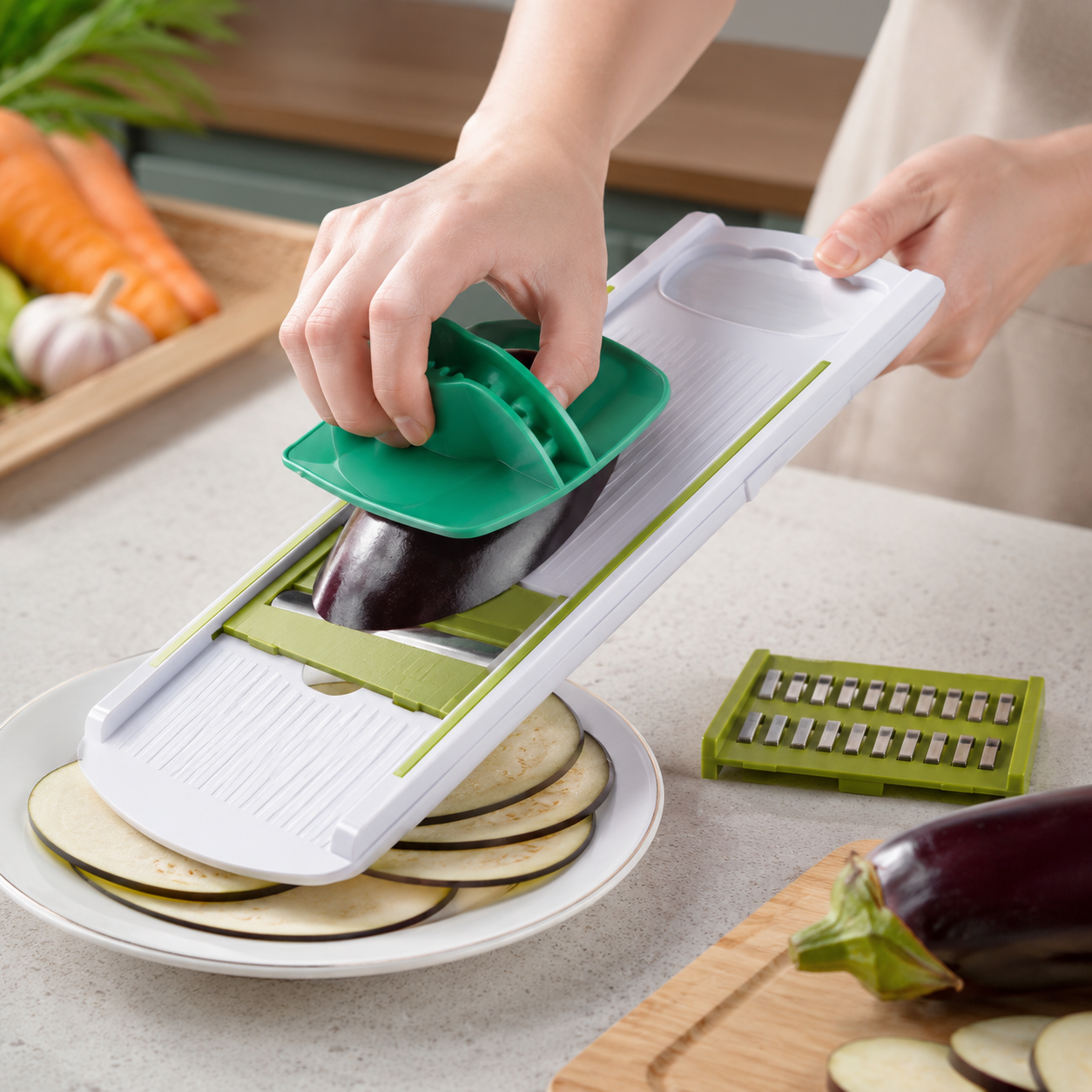 Vegetable Slicer & Grater with 2 Inserts and Hand Guard