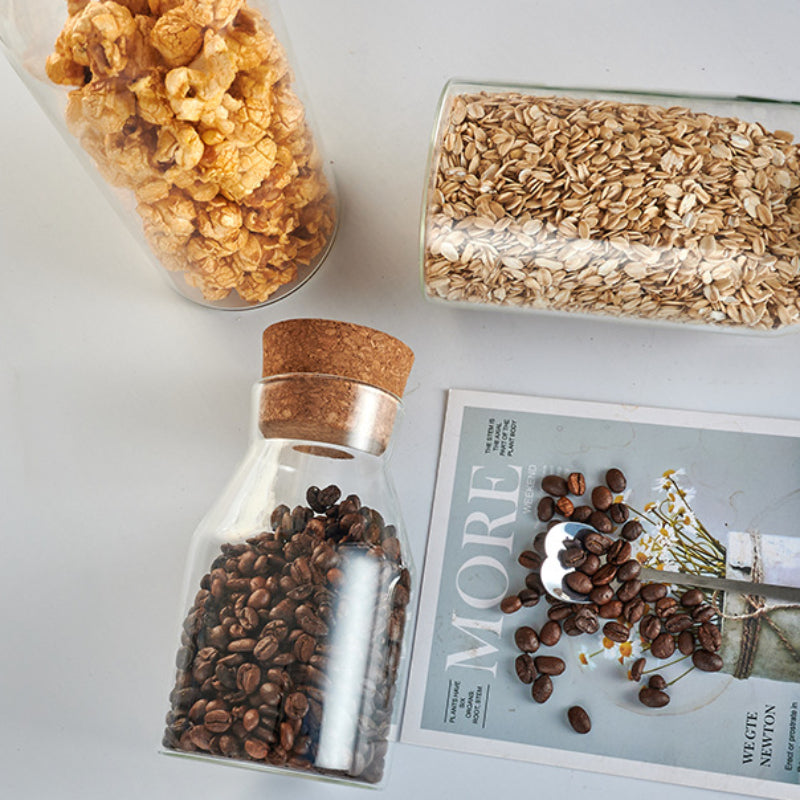 Curvy Airtight Glass Jars with Cork Lids