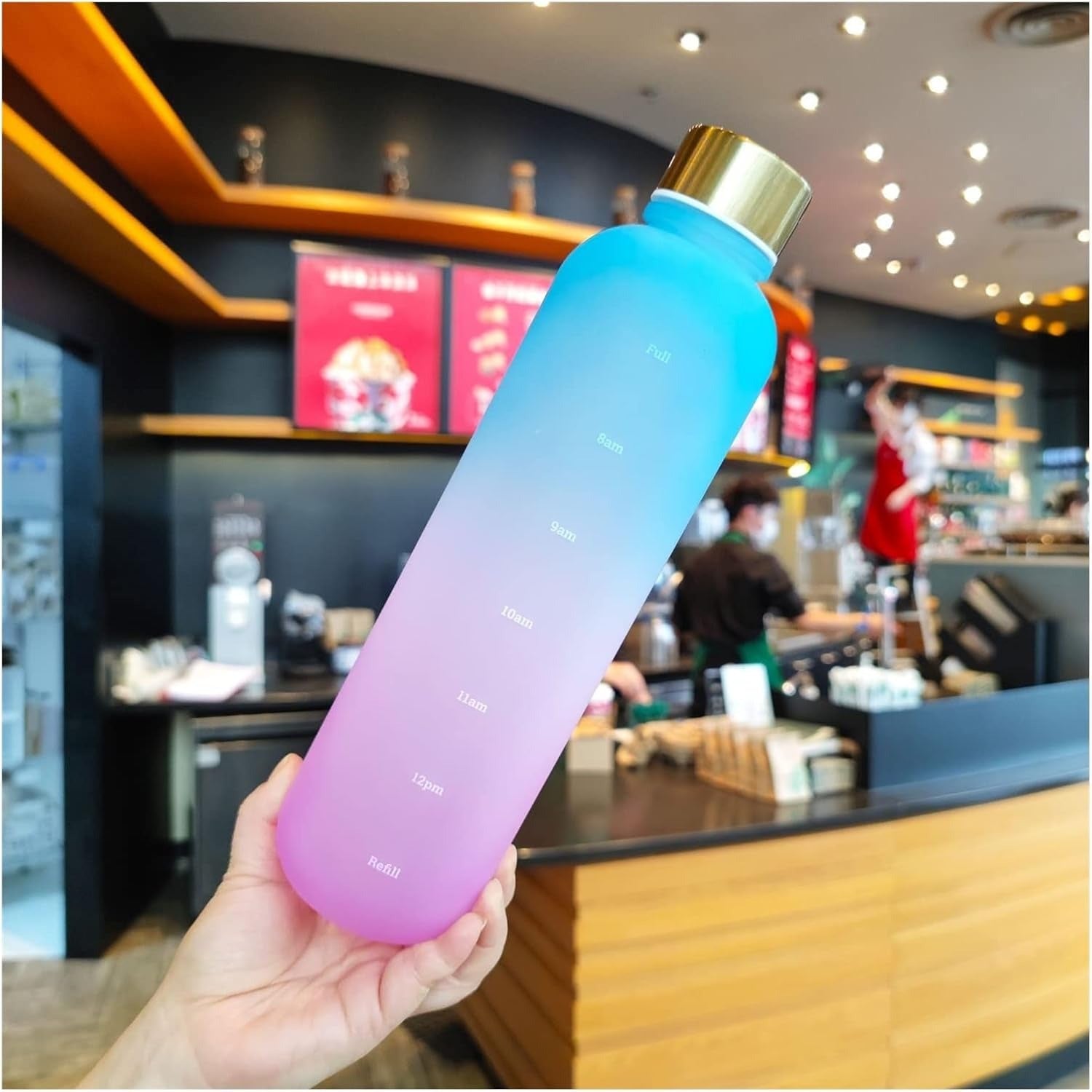 Double Shaded 1000ml Tritan Water Bottle with Time Marking