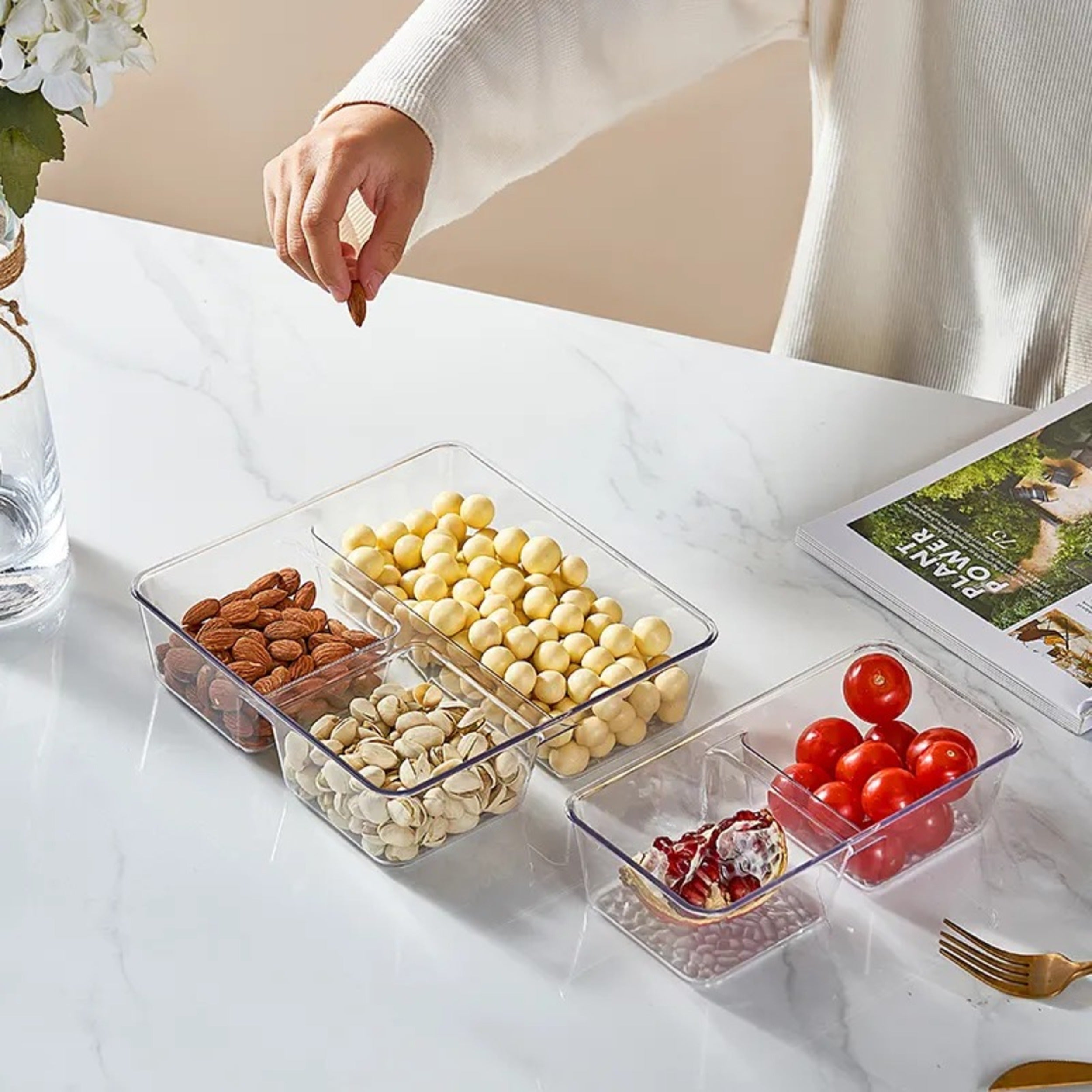 Plastic Transparent Grid Organizer Tray – Multi-Purpose Storage