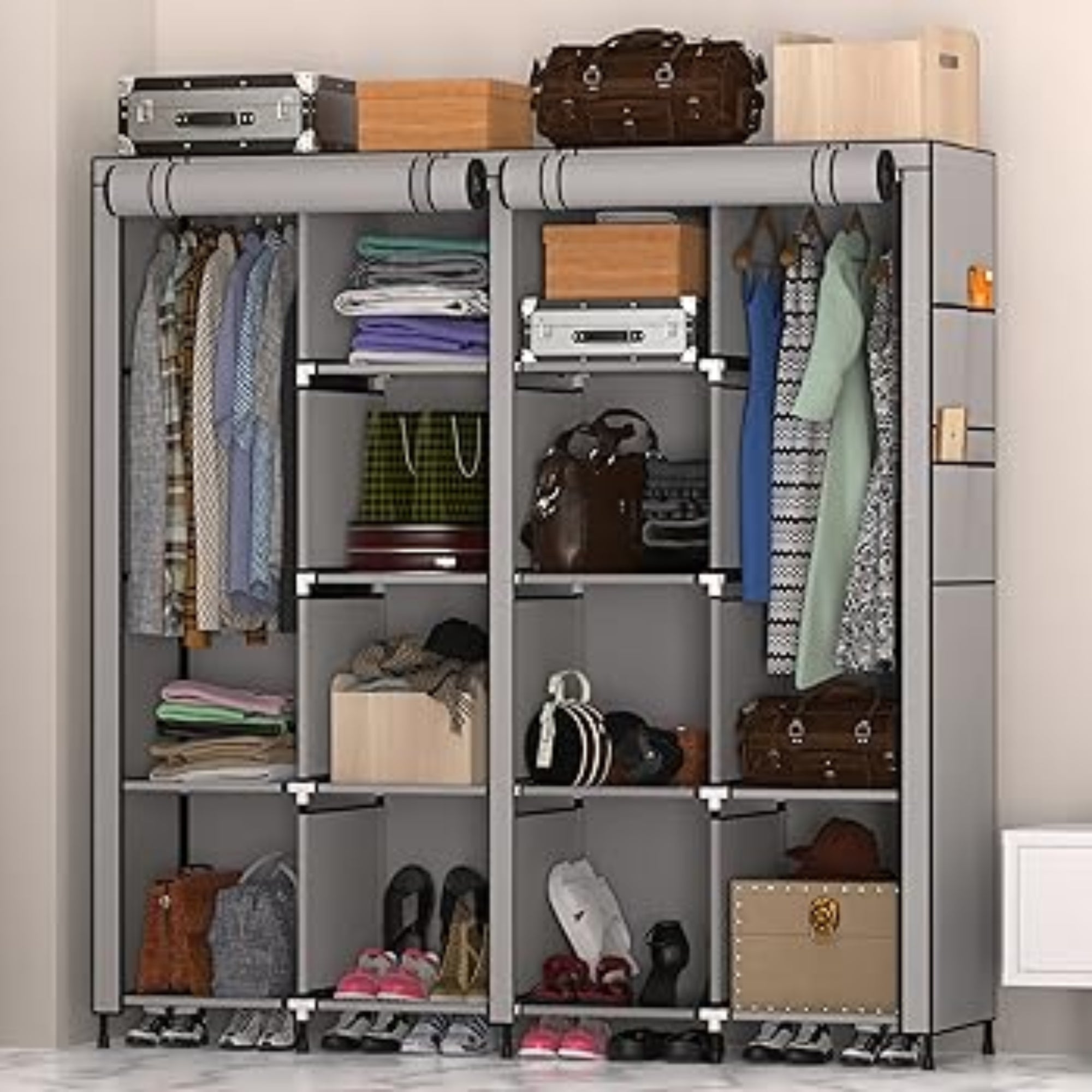 Compact Wardrobe Organizer with Drawers & Zipper Closure
