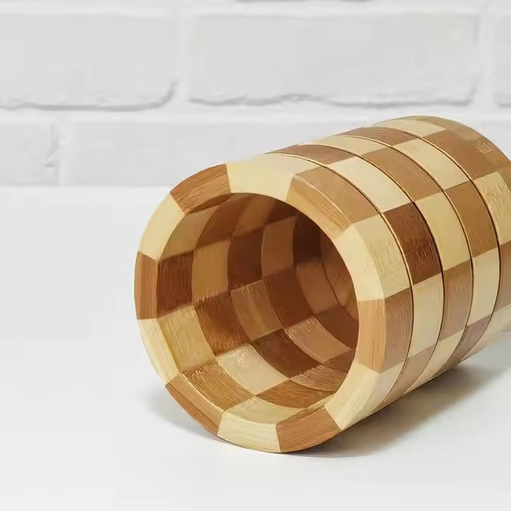 Grid Styles Bamboo Utensil Holder