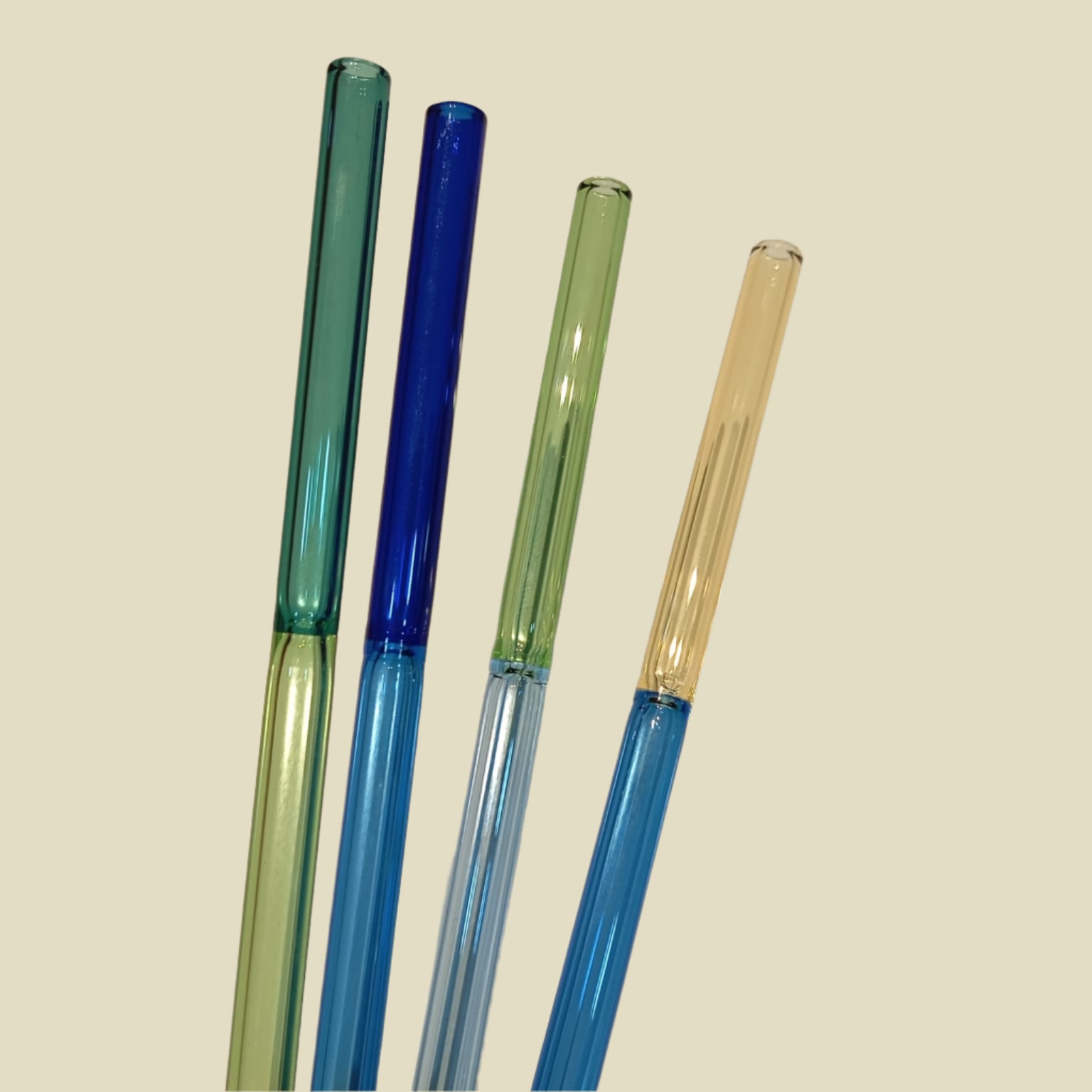 5 Pcs Reusable Colorful Glass Straw with Cleaning Brush