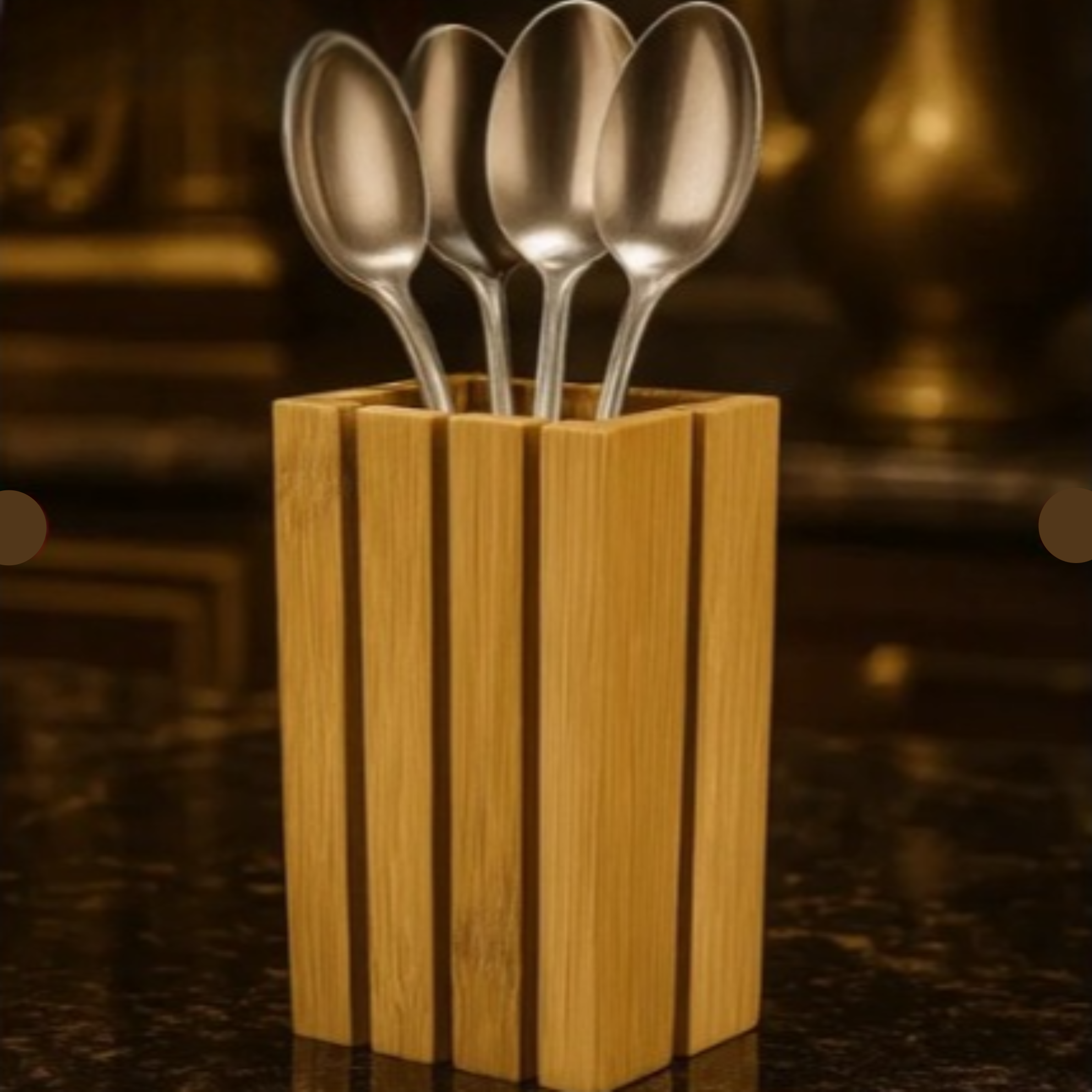 Natural Bamboo Kitchen Utensil Holder