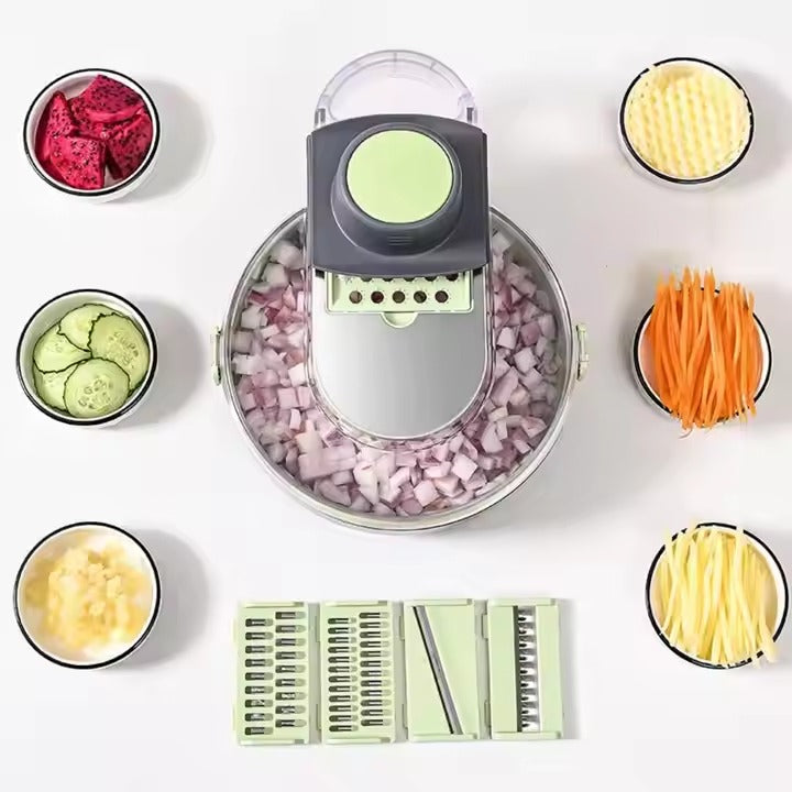Multi-Functional Vegetable Chopper & Slicer with Drain Storage Bucket