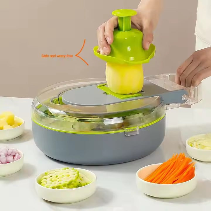 Multi-Functional Vegetable Chopper & Slicer with Drain Storage Bucket