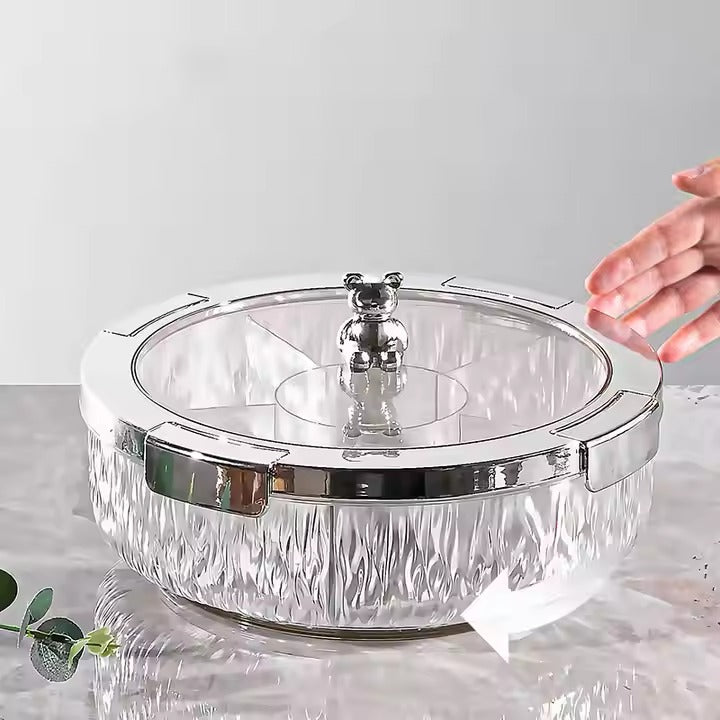 Deluxe Snacks & Candy Tray with Bear Top & Airtight Lid