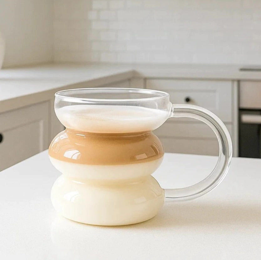 Creative Layered Glass Mug with Handle