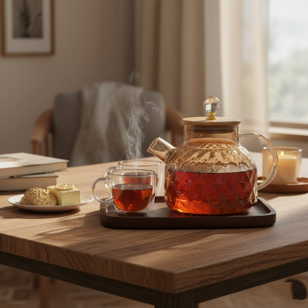 Golden Glass Teapot with Stainless Infuser