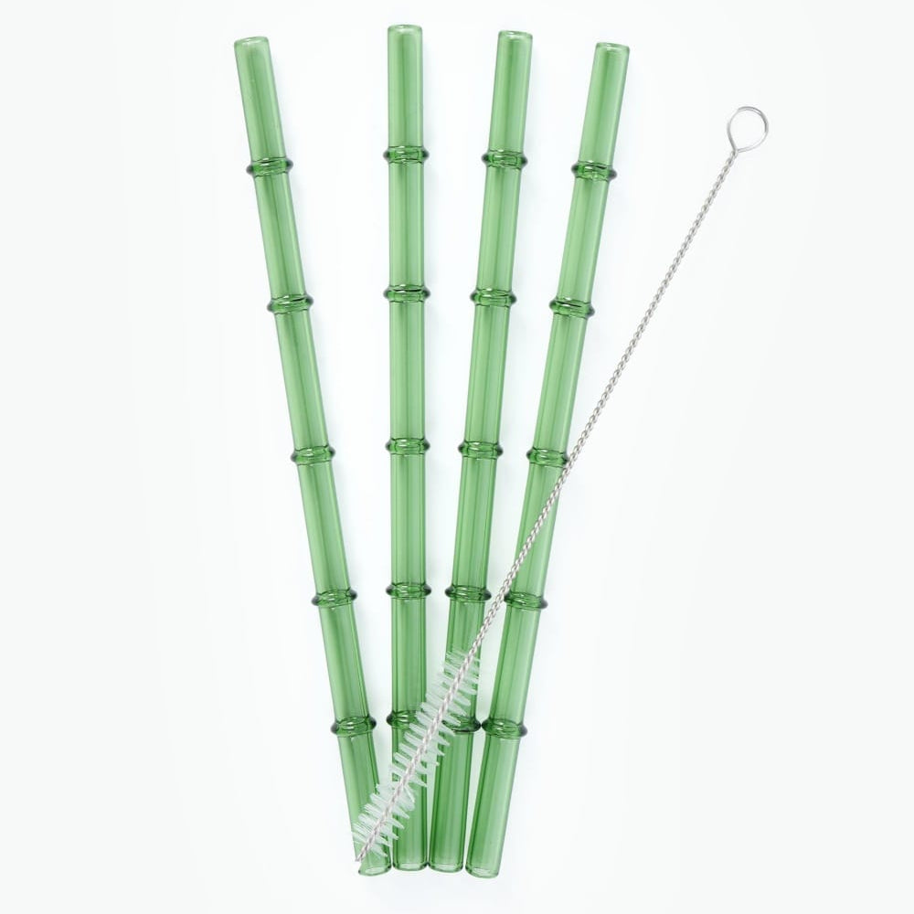 5 Pcs Reusable Colorful Glass Straw with Cleaning Brush
