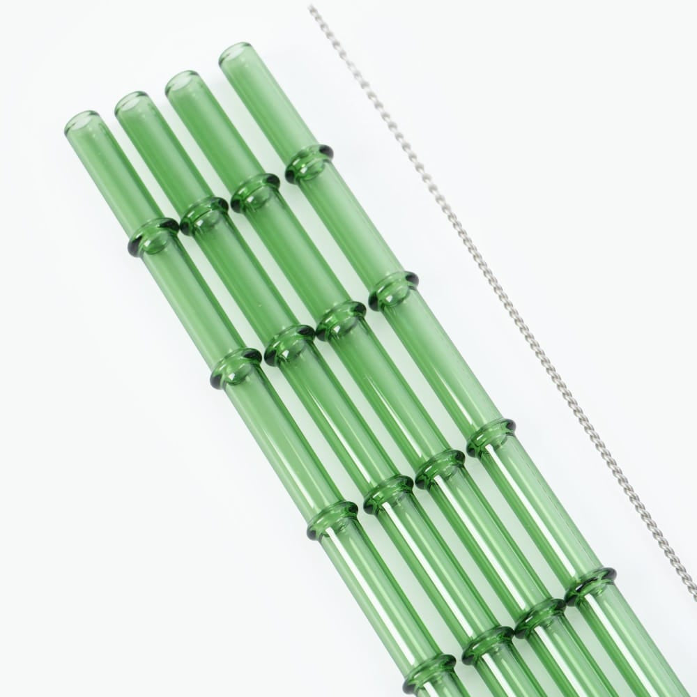 5 Pcs Reusable Colorful Glass Straw with Cleaning Brush