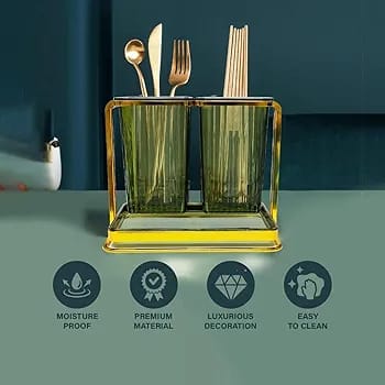 Premium Acrylic Utensil Holder with Metal Frame