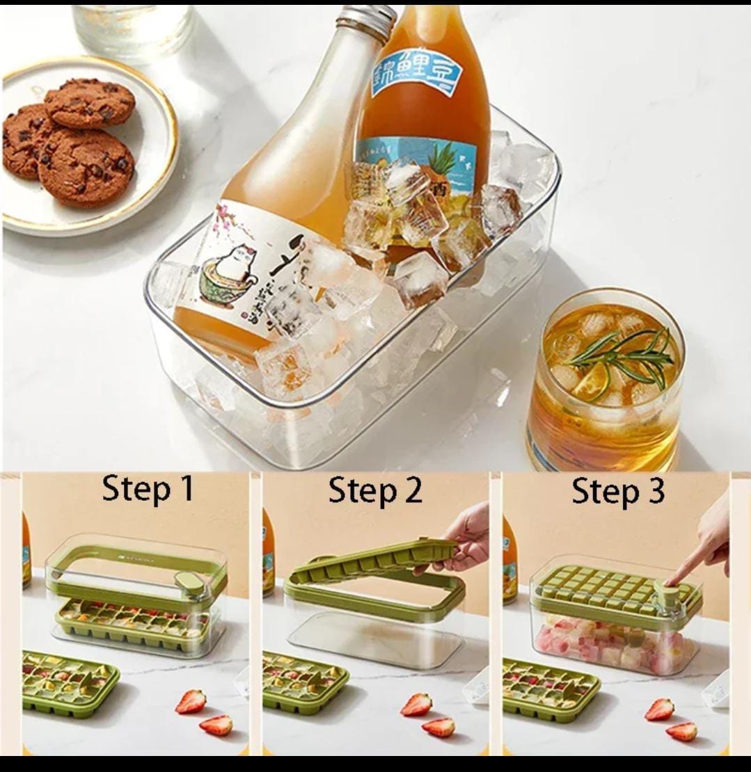 64 cubes double layer ice cube freezing and storage box