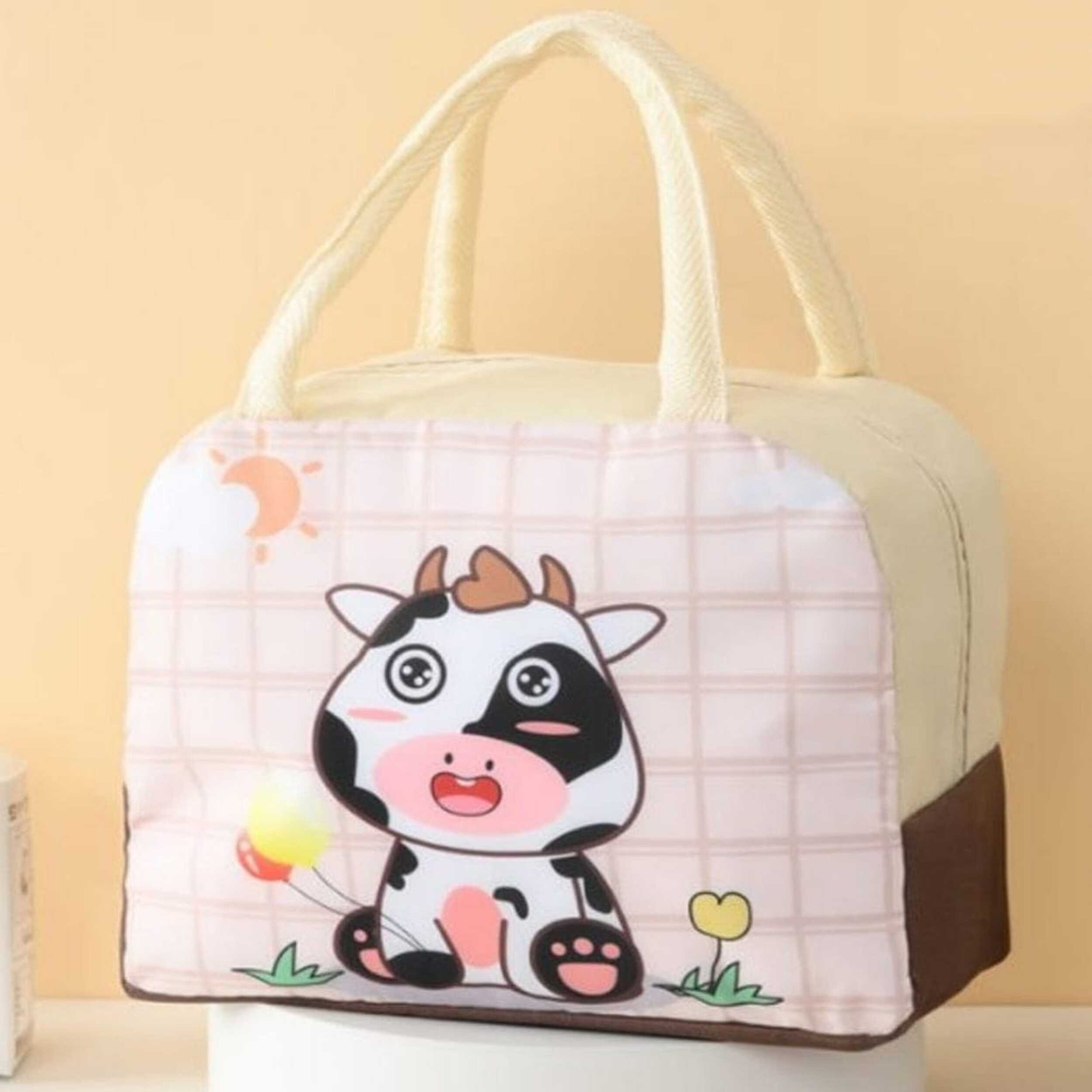 Kids Foil-Lined Cartoon Lunch Bag with Carry Handles