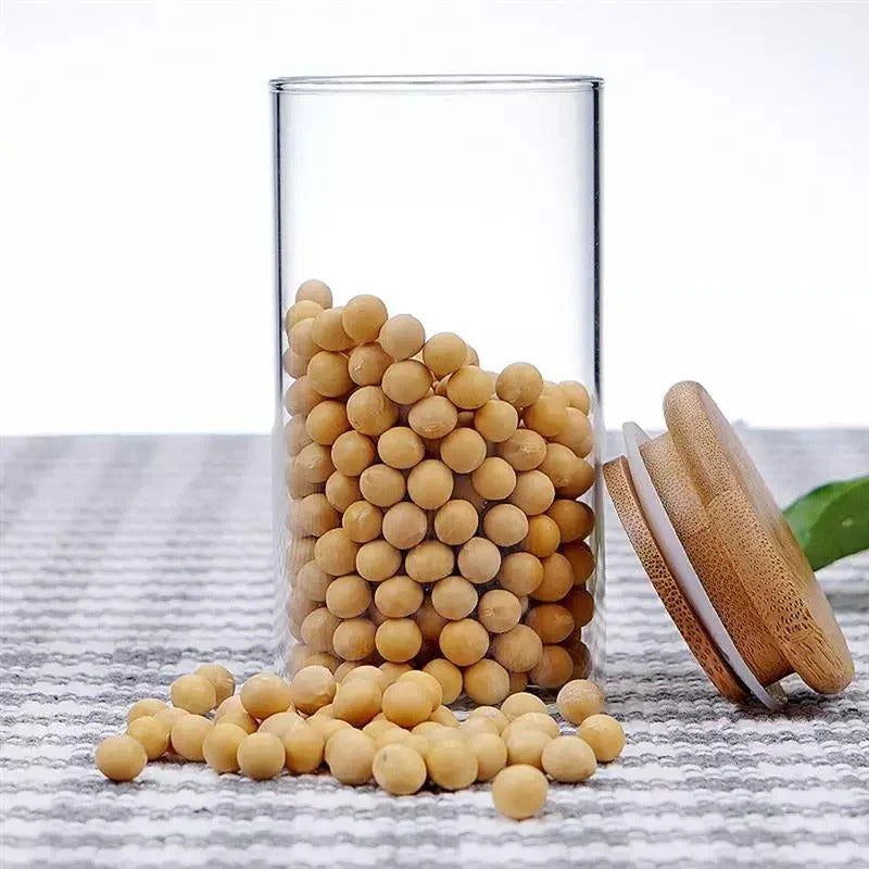 3Pcs Glass Storage Jars with Airtight Bamboo Lids