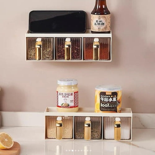 DualEase 3-Compartment Wall & Counter Spice Box