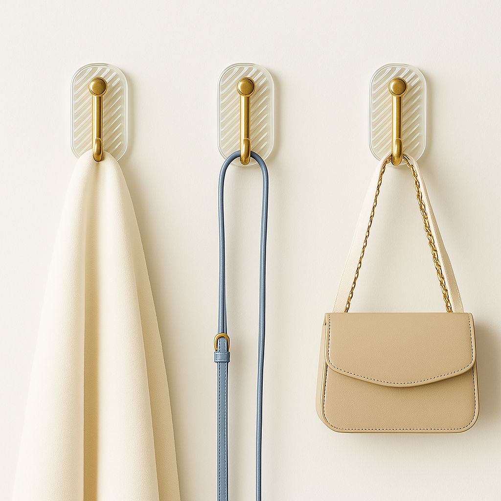 Golden Curve – Sleek Adhesive Wall Hooks (Pack of 3)