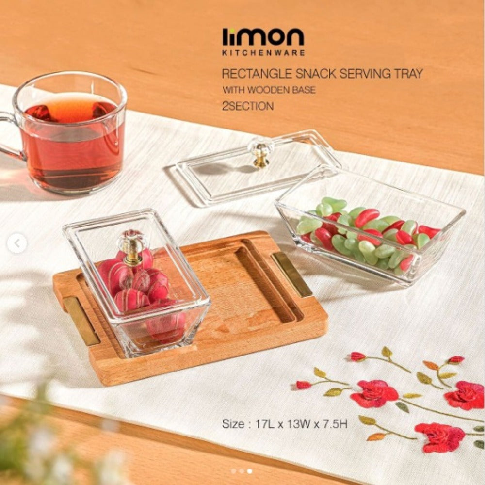 DuoDelight Wooden Base Server with Covered Dishes by Limon