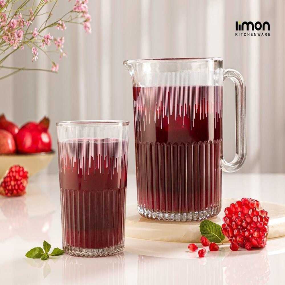CrystalServe Ribbed Pitcher & Glasses Set (2318) by Limon