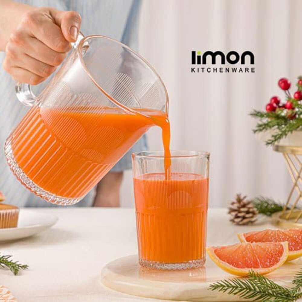 CrystalServe Ribbed Pitcher & Glasses Set (2318) by Limon