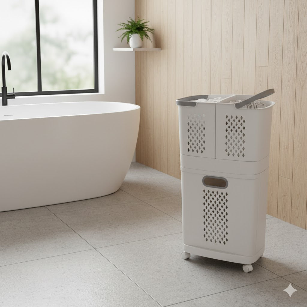 3-Tier Rolling Basket with Detachable Compartments