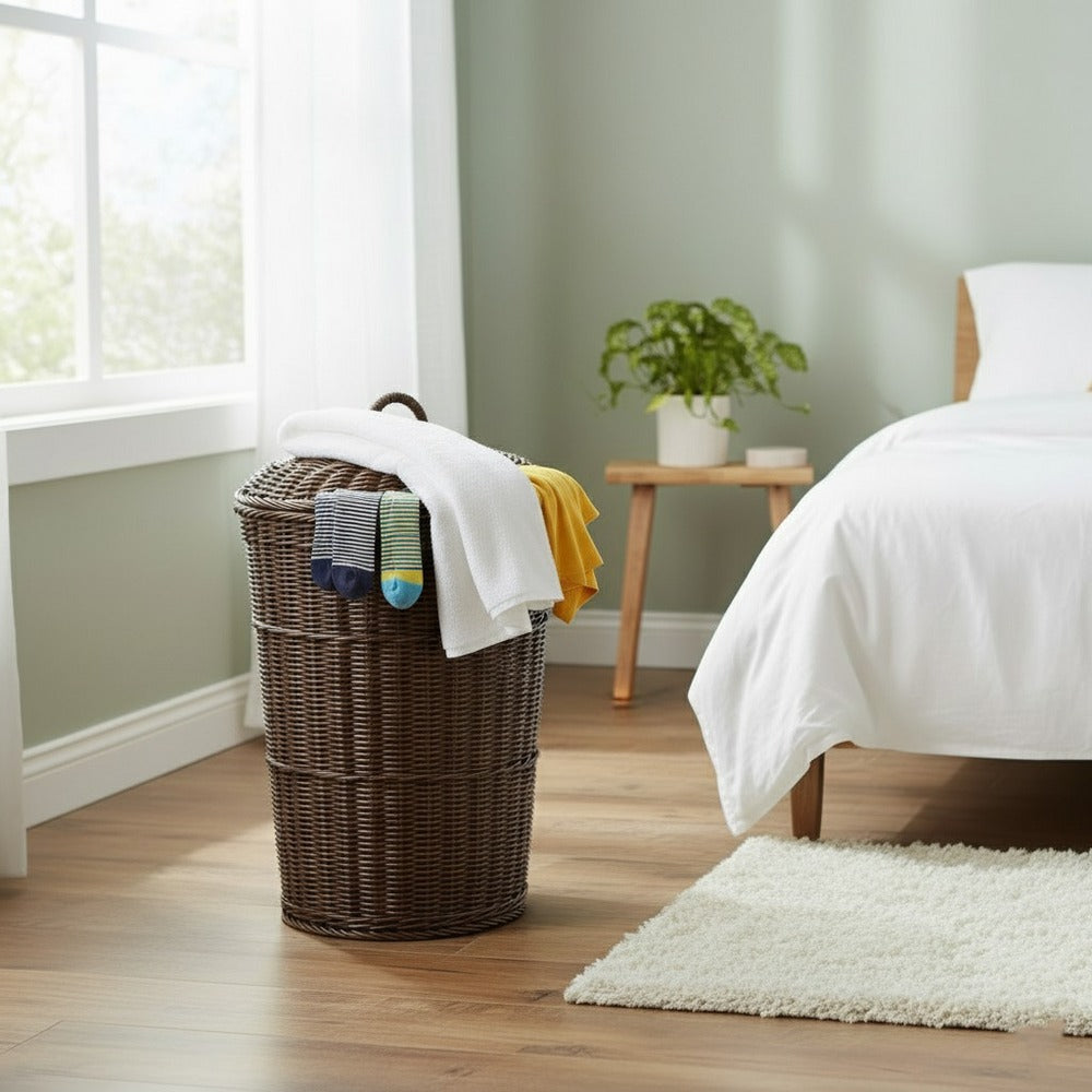 Woven Handmade Round Laundry Basket (51022) by Ziba