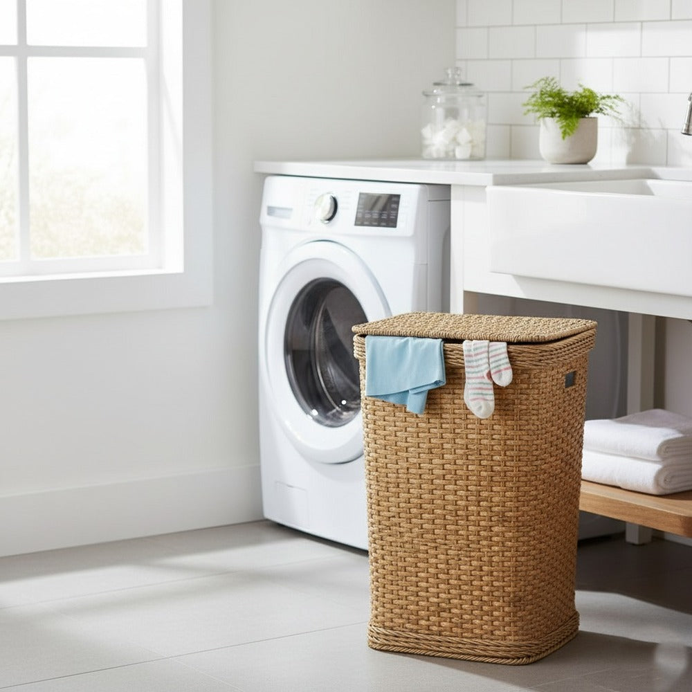 Woven Handmade Square Laundry Basket (51058) by Ziba