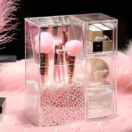 Acrylic Makeup Brush Organizer With Drawer - All-In-One Store