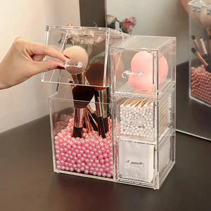 Acrylic Makeup Brush Organizer With Drawer - All-In-One Store