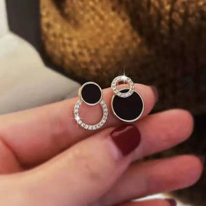 Asymmetric Double Circle Crystal Earrings - All-In-One Store