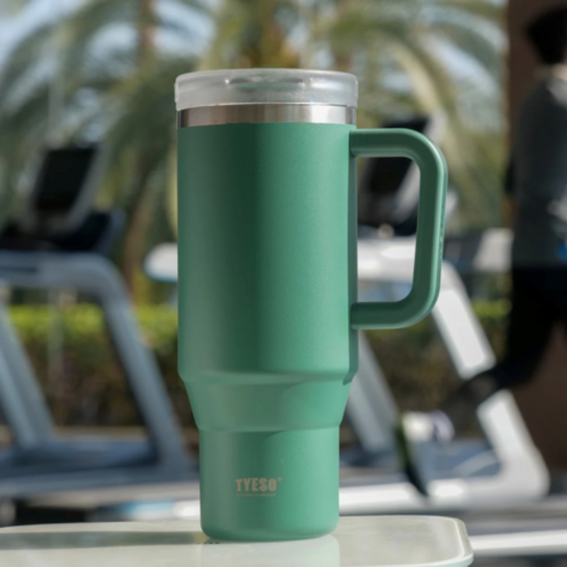 TYESO® Spill-Proof Stainless Steel Tumbler with Straw & Cleaning Brush (900ml) (TS-8868)