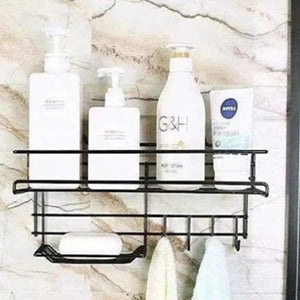 Bathroom Storage Shelf with Hooks and Soap Dish - All-In-One Store