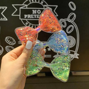 Bow Style soft hair clips with glittering stars - All-In-One Store