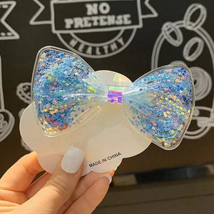 Bow Style soft hair clips with glittering stars - All-In-One Store
