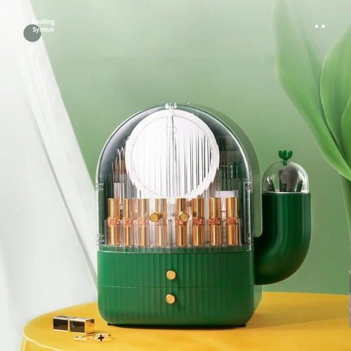 Cactus Cosmetic Organizer With LED Light With Mirror - All-In-One Store