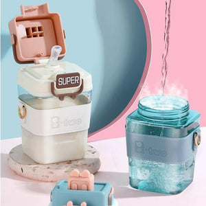 Cartoon Tritan Straw Water Bottle 800ml - All-In-One Store