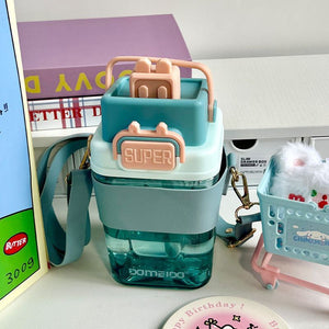 Cartoon Tritan Straw Water Bottle 800ml - All-In-One Store