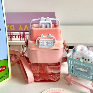 Cartoon Tritan Straw Water Bottle 800ml - All-In-One Store