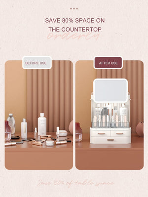 Classy Cosmetic Organizer With Mirror (Without LED) - All-In-One Store