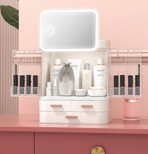 Classy Cosmetic Organizer With Mirror (Without LED) - All-In-One Store