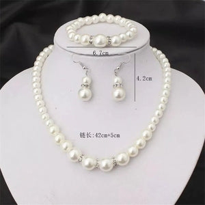 Crystal Pearls Necklace With Earrings & Bracelet - All-In-One Store