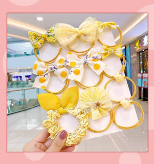 Cute Flowers and Bow Elastic Hairbands (Pack of 10) - All-In-One Store