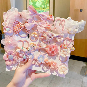 Cute Flowers and Bow Elastic Hairbands (Pack of 10) - All-In-One Store