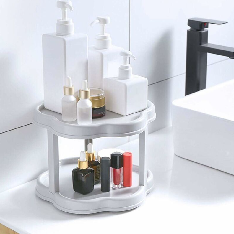 Flower-Shaped 360° Rotating Plastic Storage Organizer