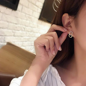 Double Ring Gold and Crystal Earing - All-In-One Store