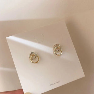 Double Ring Gold and Crystal Earing - All-In-One Store